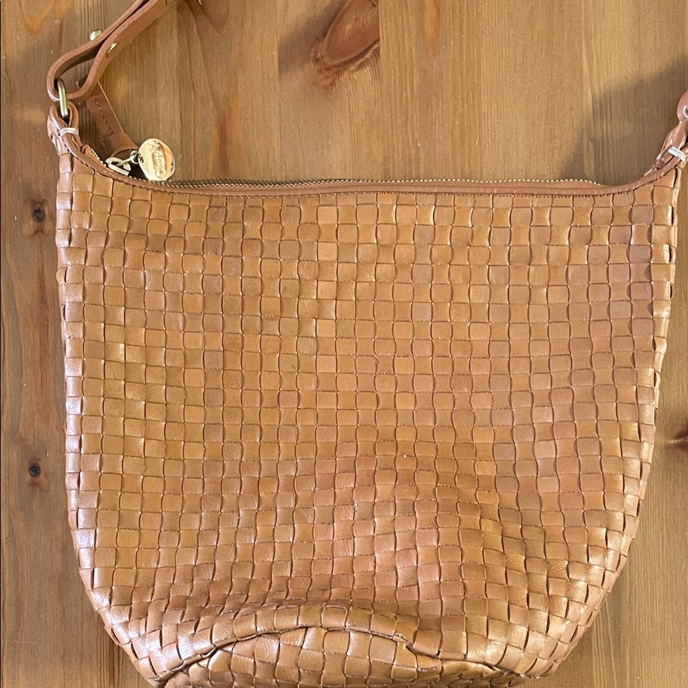 Clare V Woven Leather Shoulder Bag - Caramel Tan